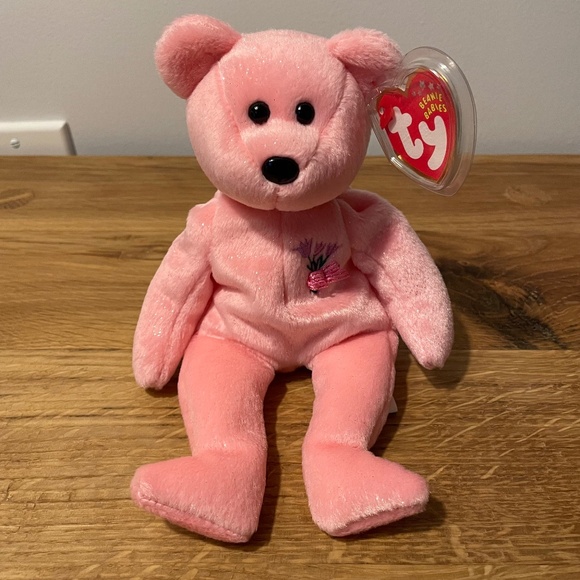 Ty Beanie Babies Mum Classic Bear Pink Flowers 2001 – New Tag Protector VINTAGE - Picture 1 of 9